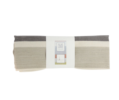 Organic cotton Tea towel - Light grey/dark grey and unbleached white