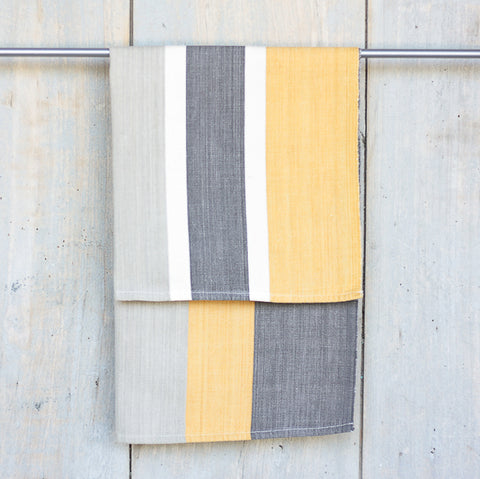 Organic cotton Tea towel - Orange/light grey/dark grey and unbleached white