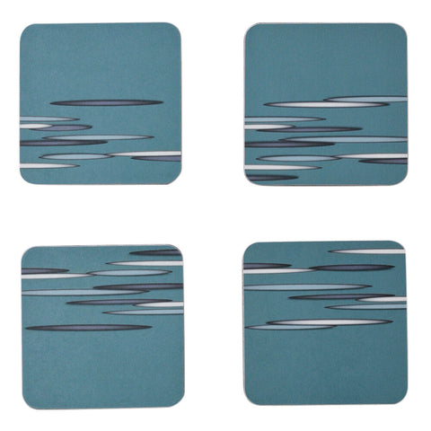 Green drop coasters: set of four