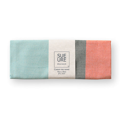 Cotton tea towel Iraklio - Orange/aqua/grey 