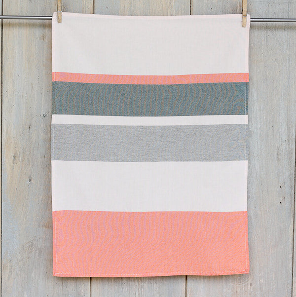 Torchons de cuisine en coton Iraklio - Rose/orange/gris clair
