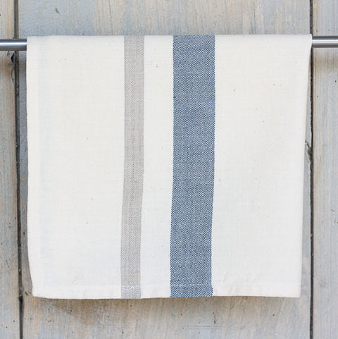 Organic cotton Table Napkin - unbleached white with colour stripes