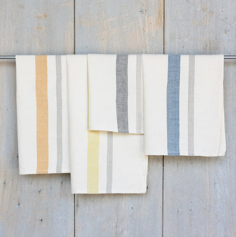 Organic cotton Table Napkin - unbleached white with colour stripes