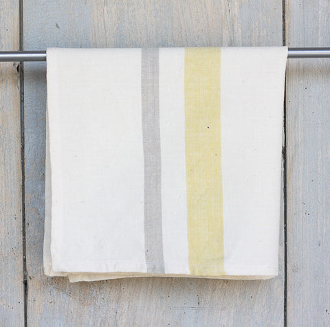 Organic cotton Table Napkin - unbleached white with colour stripes