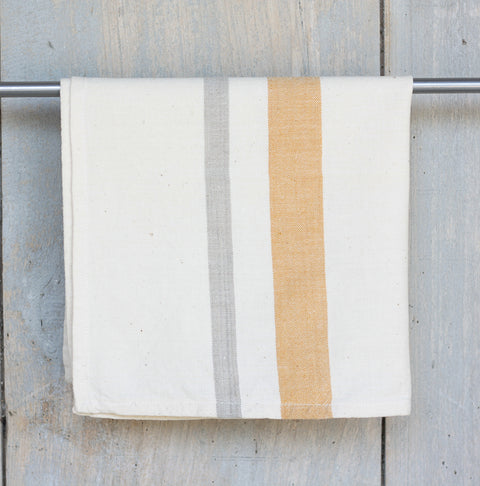 Organic cotton Table Napkin - unbleached white with colour stripes