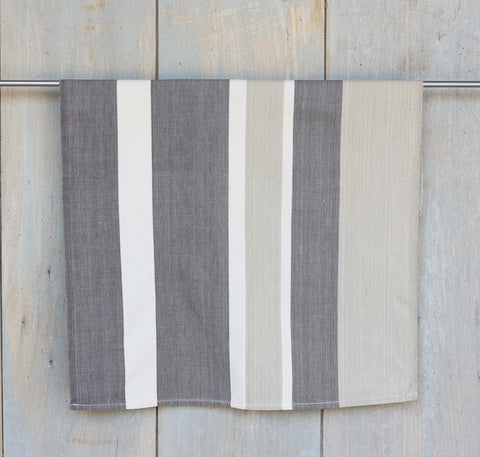 Organic cotton Tea towel - Light grey/dark grey and unbleached white