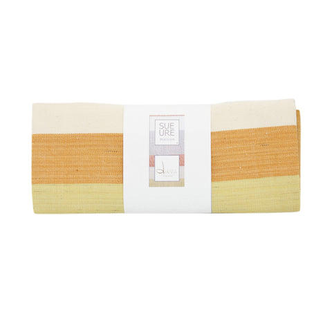 Organic cotton Tea towel - Orange/yellow/grey and unbleached white