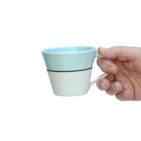 Ambit Wide Mug - White Porcelain with Duck Egg Blue Glaze