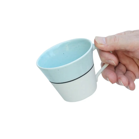 Ambit Wide Mug - White Porcelain with Duck Egg Blue Glaze
