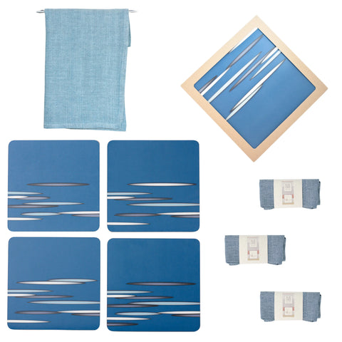 Natural Blues: Marine Blue Table Mats with Soft Indigo Organic Napkins