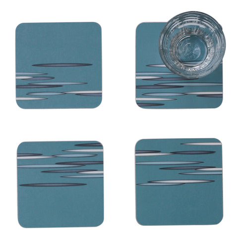 Green drop coasters: set of four