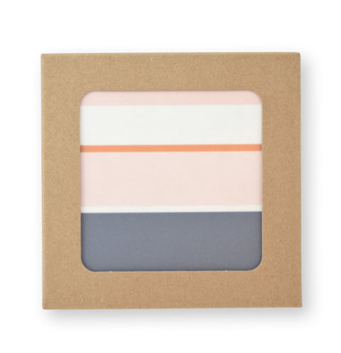 Pink stripe coasters: set of four