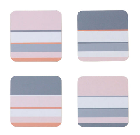 Pink stripe coasters: set of four